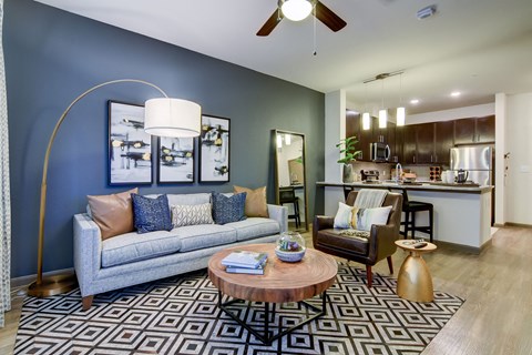 MODEL - Spacious Living Roomarge Balcony at Park at Rialto Apartments, San Antonio